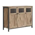 Produktbild: VASAGLE Sideboard, Küchenschrank mit Glastüren, Stahlrahmen, Industriestil