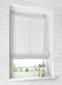 Produktbild: Raffrollo mit Ösen Brondy weiß halbtransparent Leinenoptik Raffgardine mit Hakenaufhängung ohne Bohren Breite 80 cm x Höhe 140 cm