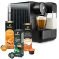 Produktbild: Tchibo Cafissimo milk Kaffeemaschine Kapselmaschine inkl. 30 Kapseln für Caffè Crema, Espresso, Kaffee und Milchspezialitäten, Kapselmaschine mit Milchaufschäumer, Schwarz