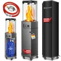 Produktbild: KESSER® Gasheizstrahler 4/8 kW Gas Piezozündung Heizung + Gasdruckregler + Cover, 360° Rollen Kippschutz, Terrassenheizstrahler Gasheizung Gasheizer Outdoor Kamin Mobiler Heizpilz, Heizer, Schwarz