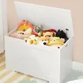 Produktbild: VASAGLE Sitzbank mit Stauraum, Sitztruhe, Sitzbank mit großer Kapazität, Spielzeugkiste, Aufbewahrungstruhe, 76 x 48 x 40 cm LHS11WT - Weiß