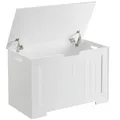 Produktbild: VASAGLE Schuhbank, Sitzbank mit Stauraum, Sitztruhe, 2 Sicherheitsscharniere, Aufbewahrungsschrank, Landhausstil, 40 x 76 x 48 cm, für Flur, Schlafzimmer, Wohnzimmer, wolkenweiß LHS11WT