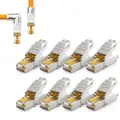 Produktbild: 8x CAT 8 Netzwerkstecker 90° Winkel RJ45 Netzwerk LAN Adapter Stecker Patchkabel