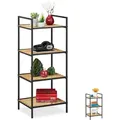 Produktbild: Standregal 4 Ablagen, Bambus & Metall, offenes Regal, Stehregal Flur, HxBxT: 95 x 39 x 32,5 cm, braun-schwarz - Relaxdays