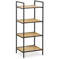 Produktbild: Relaxdays Standregal 4 Ablagen, Bambus & Metall, offenes Regal, Stehregal Flur, HxBxT: 95 x 39 x 32,5 cm, braun-schwarz