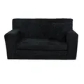 Produktbild: FORTISLINE Kindersofa aus Teddy-Stoff, ausklappbar, 83x43x47 cm, Kindercouch aus Schaumstoff mit abnehmbarem Bezug, Oeko-TEX, hergestellt in der EU, Schwarz