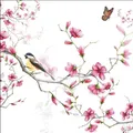Produktbild: Ambiente Serviette Vogel auf Blütenzweig 33x33 cm Tischdeko Papierserviette 20 Stück
