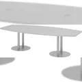 Produktbild: bümö Konferenztisch oval 280x130 cm großer Besprechungstisch in grau, Besprechungstisch mit Säule in silber, Meetingtisch für 10 Personen, XXL-Tisch