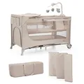 Produktbild: Kinderkraft JOY 2 3-in-1 Reisebett Babybett mit Zubehör Beige 120x60 cm faltbar