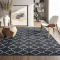 Produktbild: SANAT Boho Teppich – Moderner Teppich im Boho Stil, Geeignet für Wohnzimmer, Schlafzimmer, Flur, Esszimmer und Kinderzimmer – Skandi Schwarz, Größe: 240 x 340 cm