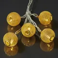Produktbild: Lichterkette LED Metallbälle Körbe gold Deko 10 LED warmweiß Innen Batterie IP20