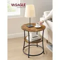Produktbild: VASAGLE Beistelltisch, Couchtisch rund, Sofatisch, 2 Ablagen, Wohnzimmer, Schlafzimmer, einfacher Aufbau, Stahlrahmen