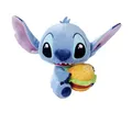 Produktbild: Simba Disney Stitch Kuscheltier mit Burger – Plüschfigur zum Knuddeln, mit Buntem Burger in der Hand, beliebter Disney-Klassiker für Fans und Kinder, blau, 25 cm, ab 0 Jahren