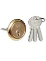 Produktbild: KeyMet Zylinderschloss aus Messing, Gleichschließender Rundzylinder für Tür, Außenbereich & Innenbereich Kastenschloss, Rostfrei