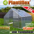 Produktbild: Aluminium Gewächshaus 11,58m³ mit Fundament 250x310cm Garten Pflanzenhaus Alu Treibhaus Tomatenhaus 7,75m² - 6mm Verglasung - silber