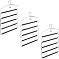 Produktbild: 6 X Hosenbügel Platzsparend, Hosenkleiderbügel Mehrfach, Metall, Gepolstert, Hbt: 44,5x37x2,7 Cm, Silber/schwarz