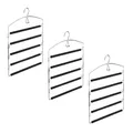 Produktbild: Relaxdays 6 x Hosenbügel platzsparend, Hosenkleiderbügel mehrfach, Metall, gepolstert, HBT: 44,5x37x2,7 cm, Silber/schwarz