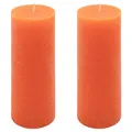 Produktbild: Rustik-Kerze Höhe 20 cm Ø 7,5 cm lange Brenndauer Rund-Kerze Säulenkerzen Kerzen-Deko Tafelkerzen Weihnachts-Kerzen Hochzeits-Deko (orange, 2)