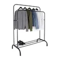 Produktbild: Relaxdays Kleiderständer, HxBxT: 148 x 110 x 55 cm, mit Ablage & 2 Kleiderstangen, Metall, Doppelgarderobe, schwarz