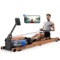Produktbild: MERACH Wasser Rudergerät Holz Klappbar, Gummibaummaterial & Komfortabler Sitz, mit Exklusiver APP mit Interaktiven Kartenerfahrung, Immersives Rudererlebnis, Ideal für Heimfitness (R28 Faltbar)