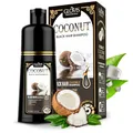 Produktbild: GLOVIS Black Hair Dye Shampoo Schwarzes Haarfärbeshampoo mit Kokosnuss – Shampoo gegen graues Haar, 3-in-1 Shampoo & Pflege, für Männer & Frauen Haare, Sofort-Färbe-Shampoo – 500 ml