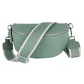 Produktbild: MIRROSI® Bauchtasche Damen, Echtleder, Made in Italy, Umhängetasche, Brusttasche, Crossbody Bag (1 Tasche & 2 Gurte) (Mint (Uni Mint Beige), Große Tasche (28x18x9cm))