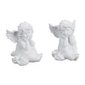 Produktbild: Relaxdays Grabengel 2er Set, wetterfest, frostsicher, HxBxT: 10 x 7 x 9 cm, Grabschmuck, Schutzengel, Polyresin, weiß