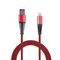 Produktbild: 2GO USB Datenkabel&Ladekabel für Apple Lightning mit Nylon Ummantelung rot, Metallstecker mit Knickschutz, 795946