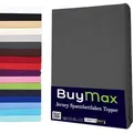 Produktbild: Buymax® Topper Spannbettlaken Jersey Spannbetttuch 100% Baumwolle Bettlaken, 120x200 cm, Anthrazit - Grau