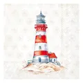 Produktbild: IHR Serviette Leuchtturm Rot - Weiß 33x33cm Serviettentechnik Motivserviette