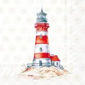 Produktbild: 20 Servietten Lighthouse Leuchtturm Düne Ozean Maritim rot weiß Deko 33x33cm