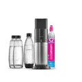 Produktbild: SodaStream Wassersprudler DUO Vorteilspack mit 1x Quick-Connect CO2-Zylinder, 2x 1L Glasflasche und 1x 1L spülmaschinenfeste Kunststoff-Flasche, Höhe: 44cm, Farbe: Titan