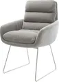 Produktbild: DELIFE Polsterstuhl Abelia-Flex mit Armlehnen Kufengestell Edelstahl Strukturstoff Soft Grau