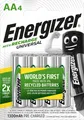 Produktbild: Energizer Akku NiMH, Mignon, AA, HR06, 1.2V/1300mAh Universal, Pre-charged, Retail Blister (4-Pack) E301376001