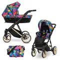 Produktbild: Kunert® IVENTO 2 in 1 Kinderwagen Kombikinderwagen komplettset I incl. Babywanne & Buggy Sportsitz mit Wickeltasche/Regenschutz +Fußsack I IVE 05 COLORS IMPRESION/GOLD FRAME
