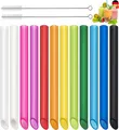 Produktbild: 12 Stück Strohhalme Wiederverwendbare Bubble Tea mit 2 Reinigungsbürsten, F