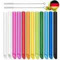 Produktbild: 12 Stück Strohhalme Wiederverwendbare Bubble Tea mit 2 Reinigungsbürsten, F