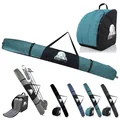 Produktbild: Rawstyle Skitasche Ski-Schuh-Tasche Kombi-Set SKI-Tasche wasserdicht Ski Bag Ski Cover Wintersport 160cm 180cm Modell 3 (meliert türkis, 160cm)