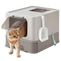 Produktbild: Katzenklo, Katzentoilette, mit Deckel, ausziehbares Tablett, Schaufel, Bürste...