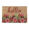 Produktbild: Relaxdays Fußmatte Kokos, Blumen & Hello-Schriftzug, 40 x 60 cm, Türvorleger innen & außen, rutschfest, wetterfest, bunt