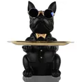 Produktbild: OKESYO Bulldogge Tablett Deko Französische Dekofigur Tierskulptur Aufbewahrungsbank Hunde Skulptur Aufbewahrungsbox Harz Desktop Ornament (Schwarz), 23.5 x 20 x 17 cm