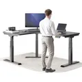 Produktbild: DESKSPACE CORNER Schreibtisch, Elektrisch höhenverstellbar, 160 x 130 x 70 cm, Schwarzes Tischplatte, Schwarzes Gestell - Schwarz