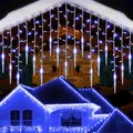 Produktbild: 2 Stück Lichterkette Außen Strom für Balkon LED Eisregen Outdoor Lichtervorhang Weihnachtsbeleuchtung 8 Modus Weihnachtsdeco Draußen für Traufe Fenster