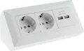 Produktbild: CHILITEC Steckdosenblock 23651, 2-fach, 2x USB, 16A/250V, weiß matt