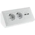 Produktbild: Steckdosenblock Ecksteckdose 2-fach, Schutzkontakt, 2x Usb-a 3,1a