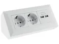 Produktbild: CHILITEC Steckdosenblock 23651, 2-fach, 2x USB, 16A/250V~, weiß matt