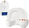 Produktbild: Villeroy & Boch – Manufacture Rock blanc Frühstücks-Set 6 teilig für 2 Personen Weiß, Spülmaschinenfest, Mikrowellensicher, Geschirrset mit Frühstückstellern, Tassen und Schüsseln, Premium Porzellan