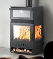 Produktbild: Kaminofen mit Backfach Panoramakamin Dreiseitig Glas 3 Scheiben Teba TKS 15 Verglast 3 Seiten Holzofen 12,8 kW Kamin Ofen Holz Holzherd Küchenofen