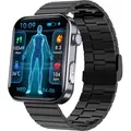 Produktbild: INF Smartwatch – misst Herzfrequenz, Blutdruck, Blutsauerstoff und Schritte Schwarzes Bamboo Edition-Armband