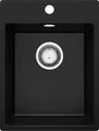Produktbild: PRIMAGRAN Spülbecken Schwarz 38x50cm, Granitspüle 1 Becken + Ablauf-Set, Küchenspüle ab 40er Unterschrank - Riga